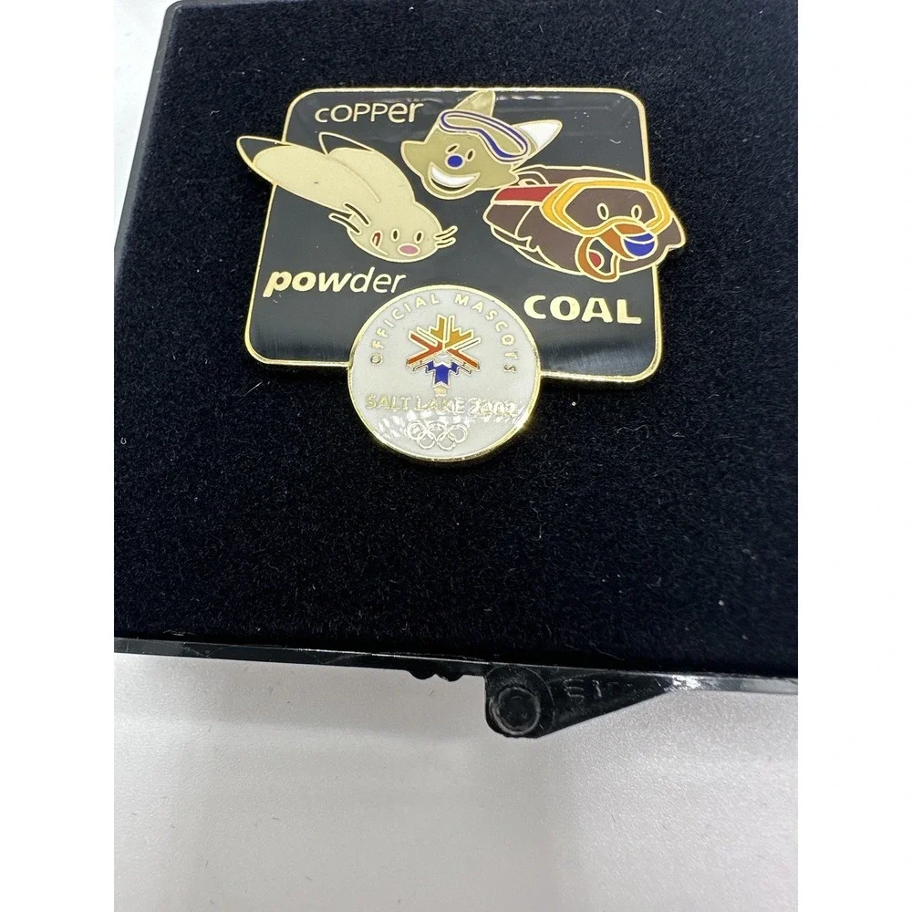 2002 Salt Lake City Olympic Pin MASCOTS Copper Powder Coal Limited Edition Black